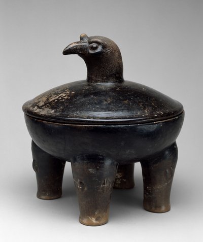 Gedekte Kom met Vogelkop Handvat, Vroeg Klassiek door Mayan